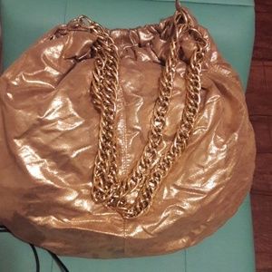 Metallic Soft Leather Hobo Purse